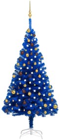 Albero di Natale Preilluminato con Palline Blu in PVC, Albero di Natale Preilluminato con Palline Blu 180 cm PVC II