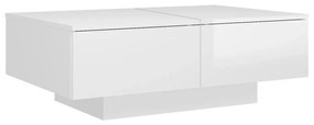 Tavolino da salotto bianco lucido 90x60x31 cm in truciolato