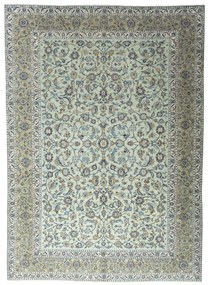 Kashan Tappeto 380x270 Verde (Iran) Annodato A Mano