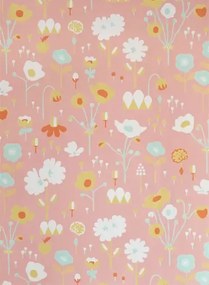 Majvillan Carta da parati Bloom - Dusty Pink/ Turquoise/ Yellow/ Orange/ White
