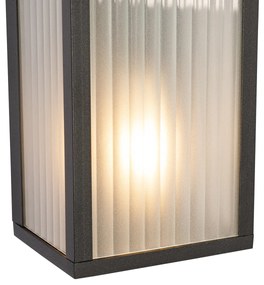 Lampada da parete smart per esterni nera con vetro a coste incl. 2 Wifi A60 - Charlois