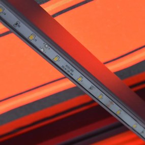 Tenda da Sole Retrattile con LED 350x250 cm Arancione e Marrone