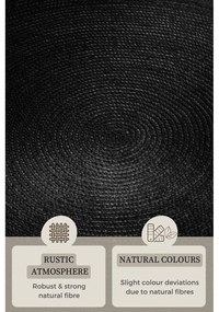 Tappeto rotondo nero in iuta reversibile/tessuto a mano ø 140 cm Braided – Hanse Home
