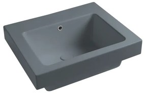 Lavabo da incasso con bordo a vista rettangolare vasca centrale Alaqua L 70 x H 25 x P 21 cm in ceramica grigio