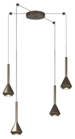 Lampadario Moderno Aygo Metallo Bronzo 4 Luci Gu10