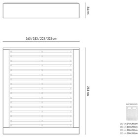 Letto matrimoniale imbottito grigio chiaro con contenitore e rete inclusi 160x200 cm Simon – Micadoni