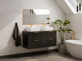 Mobile sotto lavabo scanalato L120 cm Nero - ZEVARA