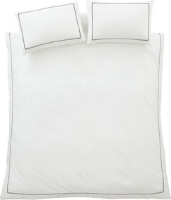 Set copripiumino e federa bianco in percalle di cotone per letto matrimoniale 3 pezzi 200x200 cm Contrast Trim – Bianca