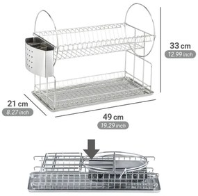 WENKO 2329100 - Scolapiatti DUO 21x33 cm in acciaio inox/argento