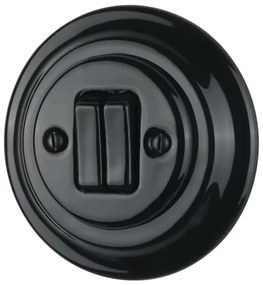 Bohemia-Design - Interruttore doppio in porcellana stile retrò con cornice n. 5, nero