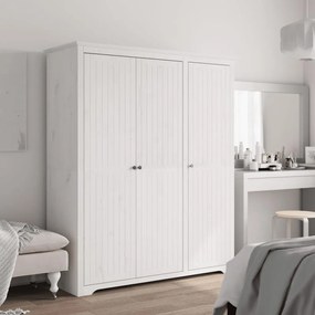 Armadio Bodo 146x53,5x173 Cm İn Legno Massello Di Pino Bianco /