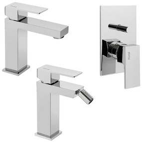 Set miscelatori lavabo bidet e doccia 2 vie cromati serie Italia