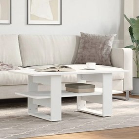 Tavolino Da Salotto Bianco 102x55x42 Cm İn Legno Multistrato /