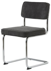 Sedia da pranzo grigio scuro in velluto a coste Rupert - Unique Furniture