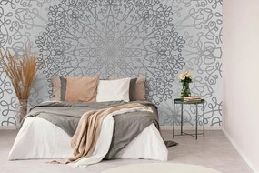 Carta da parati – Ornamento circolare grigio