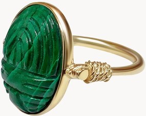 Anello placcato in oro con malachite Neo
