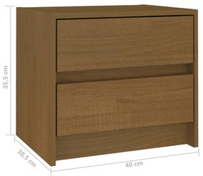 Comodino Miele 40x30,5x35,5 cm in Legno Massello di Pino