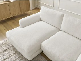 Divano angolare bianco (con penisola a sinistra/con chaise lounge) con rivestimento in bouclé Leonore – Bobochic Paris