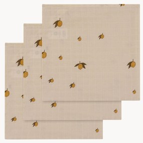 Set di 3 panni in mussola di cotone organico Lemon