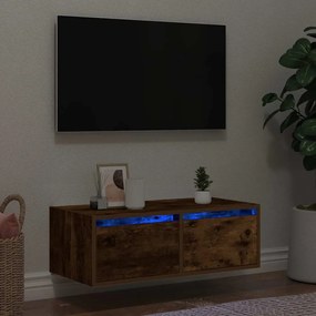 Mobile Porta Tv Con Luci Led Rovere Fumo 75x35,5x25 Cm /