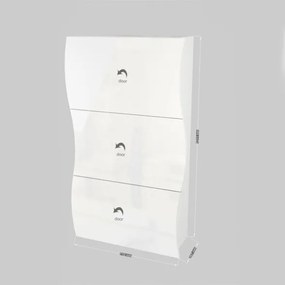 Scarpiera Onda 3 Ante Design Moderno Bianco Lucido 18 Paia Made In Italy