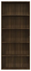 Libreria 5 Ripiani Rovere Marrone 80x30x189cm Legno Multistrato