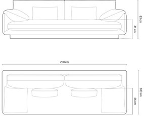 Divano in verde chiaro con rivestimento in velluto 250 cm Torino – Micadoni