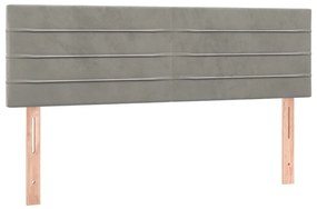 Testiera a led grigio chiaro 144x5x78/88 cm in velluto