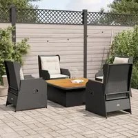 Set Divani da Giardino 5 pz con Cuscini Nero in Polyrattan 3262739