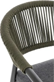 Sedia Da Esterno Impilabile Con Braccioli In Alluminio E Corda Millor Antracite E Verde Bizzotto