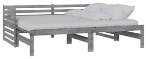 Dormeuse estraibile grigia in massello di pino 2x(90x200) cm