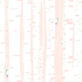 Carta da parati – Alberi di betulla rosa