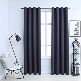 Tende Oscuranti Con Anelli İn Metallo 2 Pz Antracite 140x225 Cm /