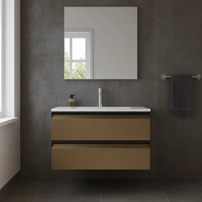 Mobile da bagno sotto lavabo Fusion giallo opaco L 79.5 x H 40 x P 45.5 cm 2 cassetti, lavabo non incluso