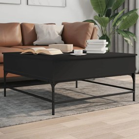 Tavolino Salotto Nero 95x95x45 Cm Legno Multistrato E Metallo /