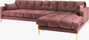 Divano angolare 5 posti in velluto Bluvel gambe oro - L293 cm