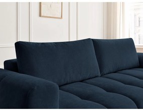 Divano blu scuro allungabile e con contenitore rivestito in ciniglia 251 cm Fuji – Bobochic Paris