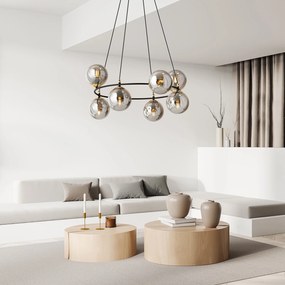 Lampadario Minimal Tiamat Acciaio Nero Oro Grigio 7 Luci E14 Ip20