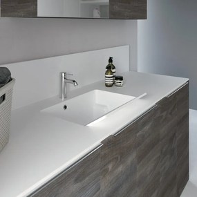 Top per lavabo Eklettica L 175.5 x H 1 x P 70.5 cm bianco lucido, solid surface, con tavola