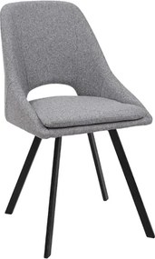 Sedia LINDA rivestita in tessuto grigio chiaro cuscino sfoderabile