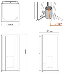 Applique Nera E27 IP54 per Esterni - Serie PRISM