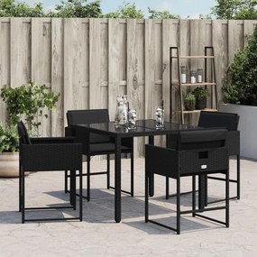 Sedie da giardino con cuscini 4 pz nere in polyrattan