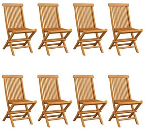 Sedie da giardino e cuscini bianco crema 8 pz massello di teak