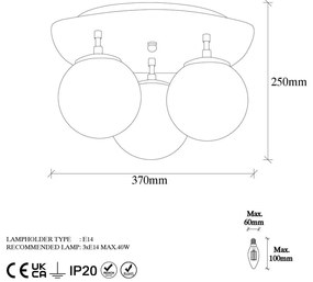 Plafoniera dorata con paralume in vetro 37x44 cm Well – Opviq lights