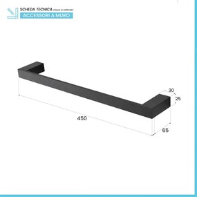 Set accessori bagno da muro 4 pezzi in alluminio nero Sky