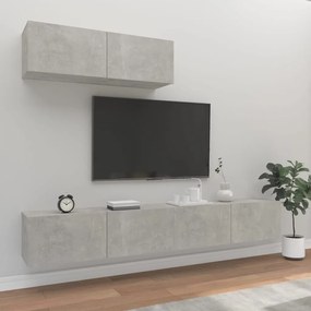 Set Di Mobili Porta Tv 3 Pz Grigio Cemento İn Legno Multistrato /