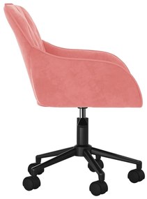 Sedia girevole da ufficio rosa in velluto