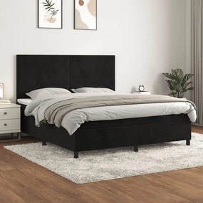 Giroletto A Molle Con Materasso Nero 160x200 Cm İn Velluto /