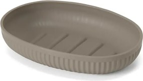 Porta saponetta da appoggio tortora in plastica rigida cannettata Arizona