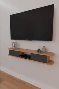 Mobile TV Sospeso 120x20x18 cm 2 Ante E Vano A Giorno Omega Rovere E Antracite